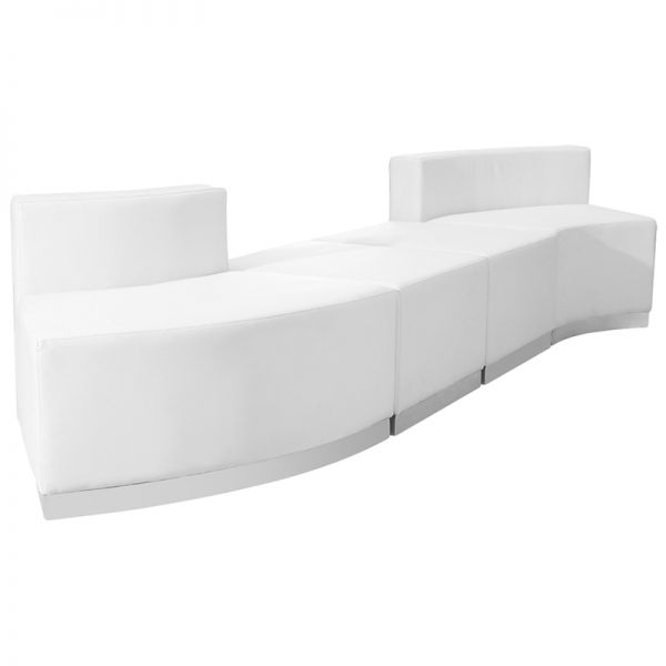 FHFZB803860SETWHGG Flash Furniture HERCULES Alon Series Melrose White Leather Reception Configuration, 4 Pieces