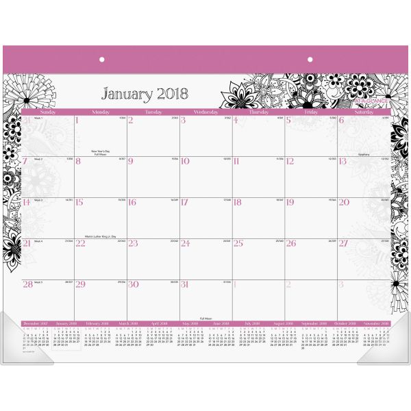 AAGD189704 At-A-Glance FloraDoodle Large Monthly Desk Pad Calendar