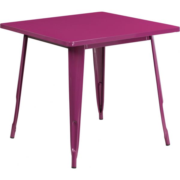 FHFETCT0021PURGG Flash Furniture 31.5'' Square Purple Metal Indoor-Outdoor Table