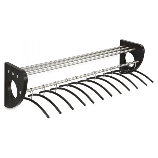 SAF4213BL Safco Mode Wood Wall Coat Rack with Hangers, 49-1/2w x 17-1/2d x 13h, Black