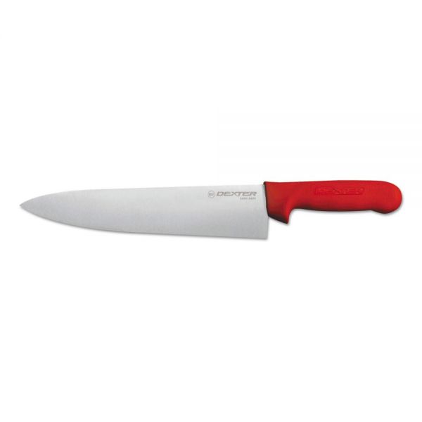 DXX12433R Dexter Cook's Knife, 10 Inches, High-Carbon Steel with Red Handle, 1/Each