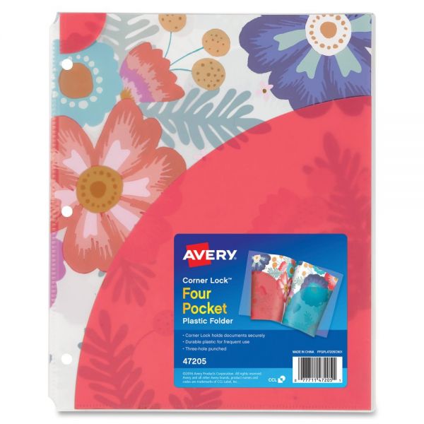 AVE47205 Avery Corner Lock Design Collection Four Pocket Plastic Folders