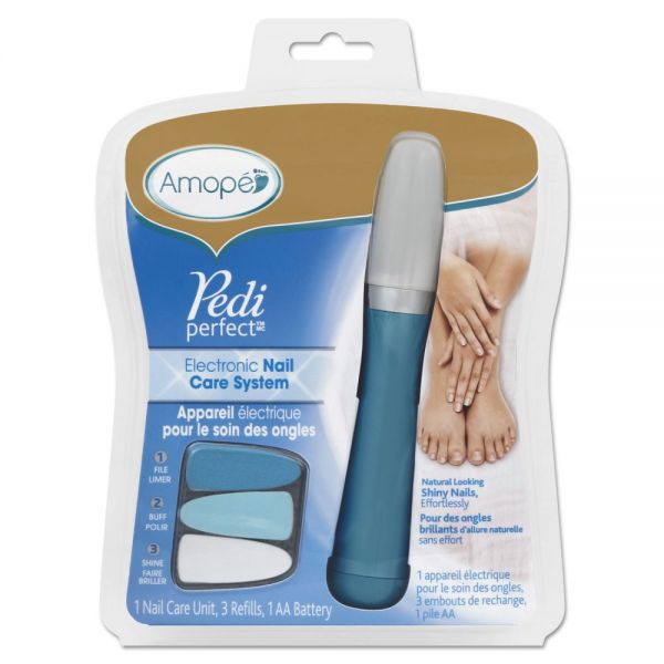 RAC95137 AMOPE Pedi Perfect Electronic Nail Care System, Blue/Gray, 6/Carton