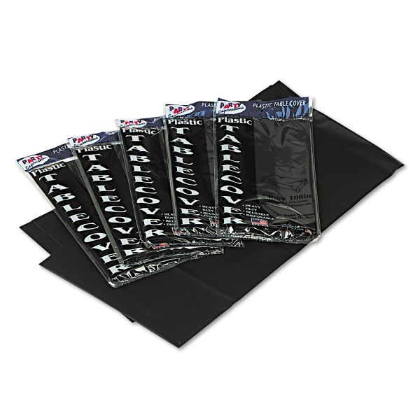TBL549BK Tablemate Table Set Rectangular Table Covers, Heavyweight Plastic, 54 x 108, Black, 6/Pack