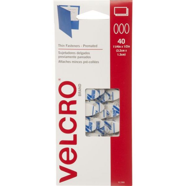 NOTM093405 VELCRO(R) Brand Thin Fasteners 1-1/2"X1/2" 40/Pkg