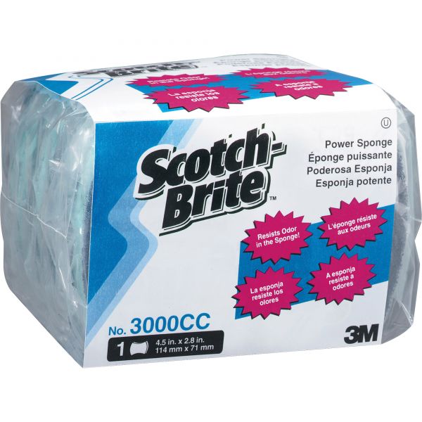 MMM3000CC Scotch-Brite PROFESSIONAL Power Sponge, Teal, 2 4/5 x 4 1/2, 5/Pack