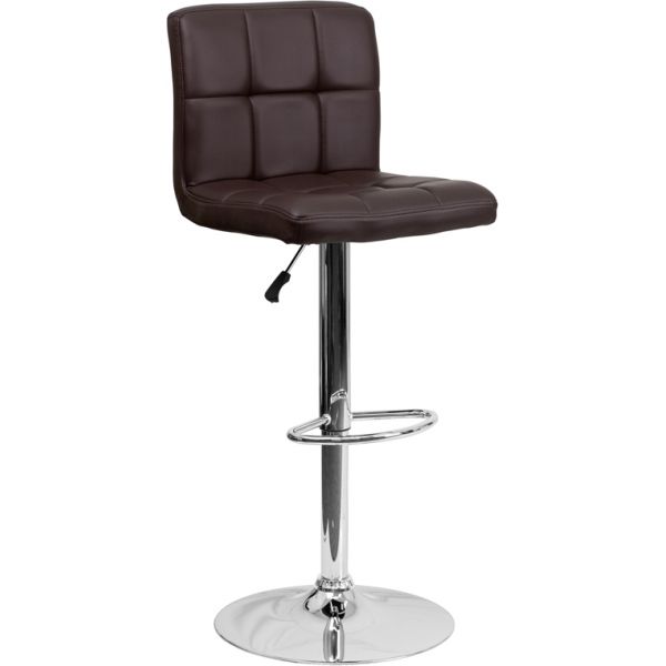 FHFDS810MODBRNGG Flash Furniture Contemporary Quilted Barstool