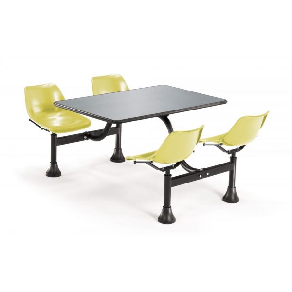 OFM1005YLW OFM OFM Cluster Table with 4 Attached Swivel Chairs and Stainless Steel Top, Yellow