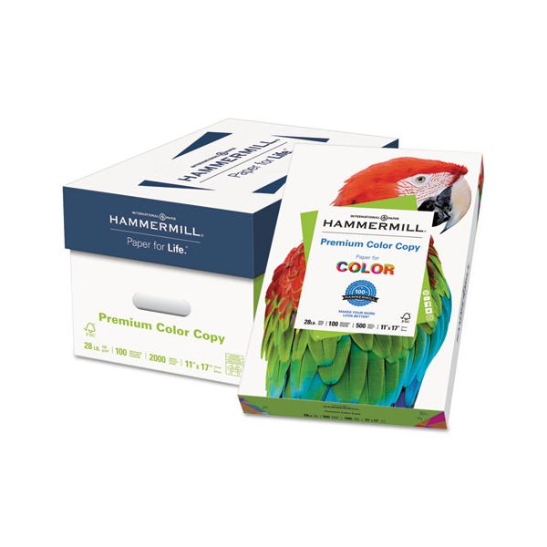 HAM102541 Hammermill Copy Paper, 100 Brightness, 28 lb, 11 x 17, Photo White, 500 Sheets/Ream