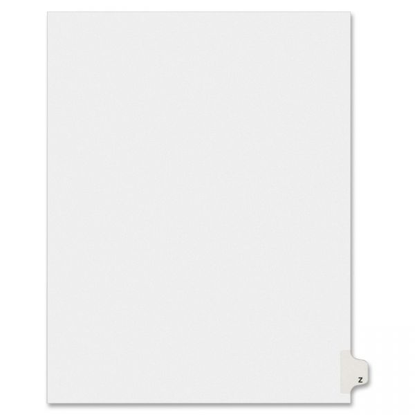 AVE01426 Avery-Style Legal Exhibit Side Tab Dividers, 1-Tab, Title Z, Ltr, White, 25/PK
