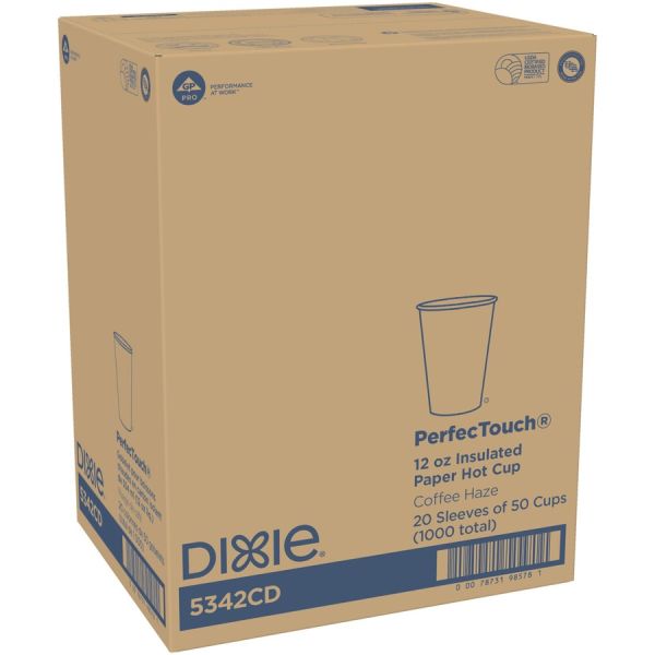 Dixie PerfecTouch 12 oz Insulated Paper Hot Coffee Cups by GP Pro