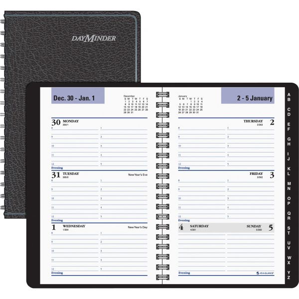 AAGG25000 AT-A-GLANCE DayMinder Weekly Pocket Appt. Book, Telephone/Address Section, 3 3/4 x 6, Black, 2019