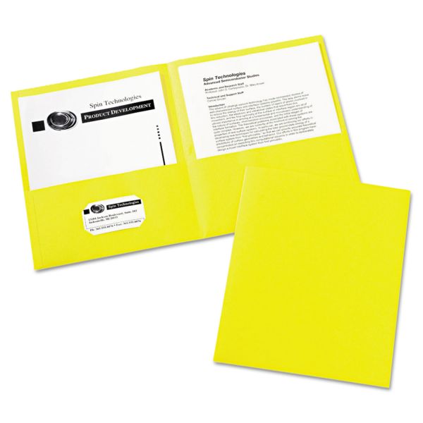 AVE47992 Avery Two-Pocket Folder, 40-Sheet Capacity, Yellow, 25/Box
