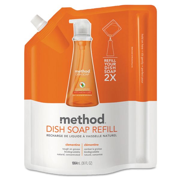 MTH01165 Method Dish Soap Refill, Clementine Scent, 36 oz Pouch