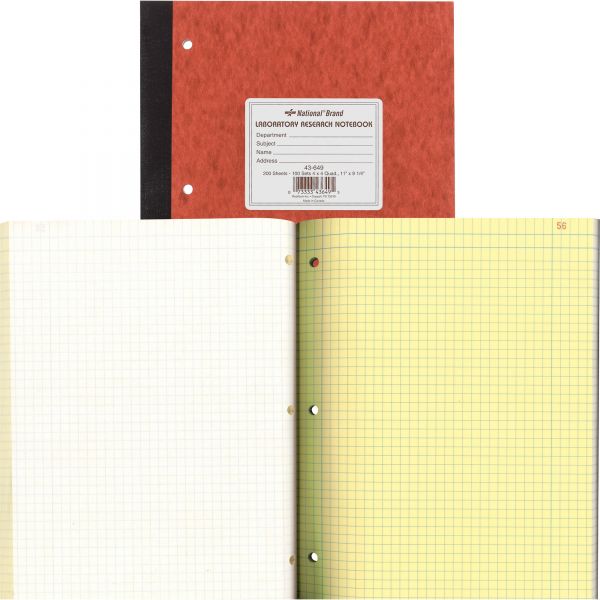 RED43649 National Duplicate Lab Notebook, Quadrille Rule, 11 x 9 1/4, White/Yellow, 200 Sheets