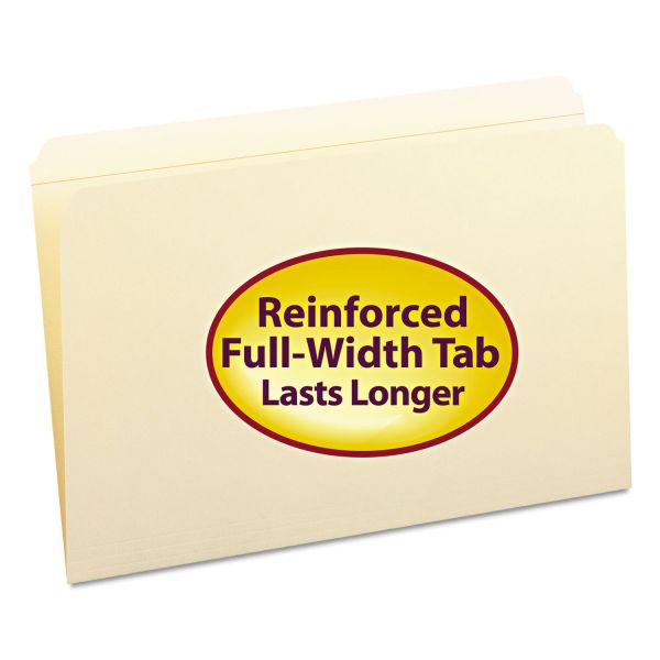 SMD15310 Smead File Folders, Straight Cut, Reinforced Top Tab, Legal, Manila, 100/Box