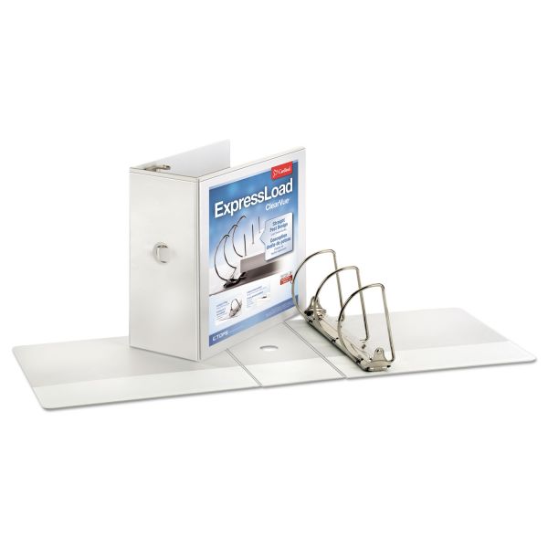 CRD49150 Cardinal ExpressLoad ClearVue Locking 3-Ring View Binder, 5" Capacity, D-Ring, White