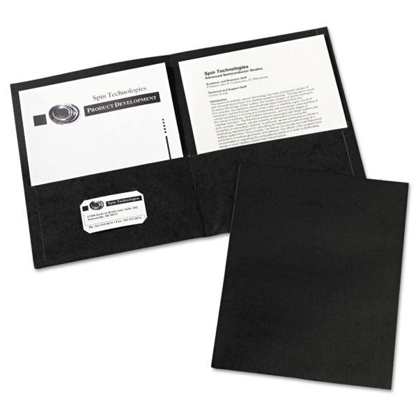 AVE47988 Avery Two-Pocket Folder, 40-Sheet Capacity, Black, 25/Box