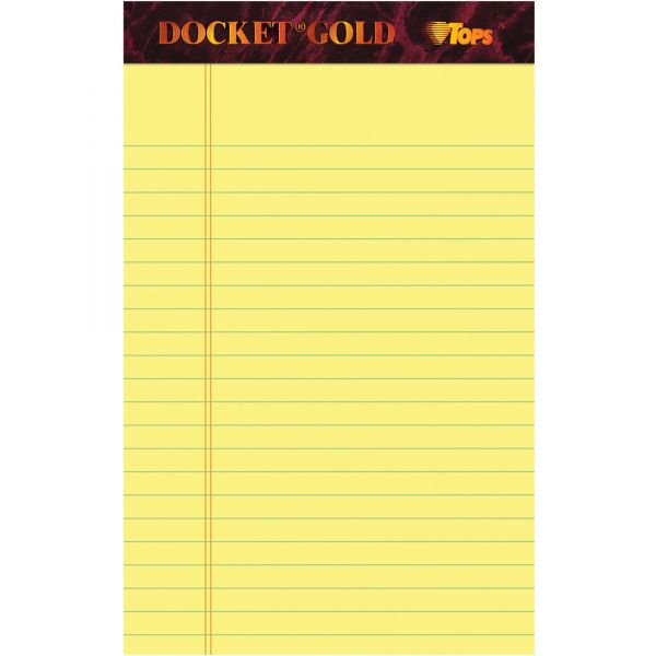 TOP63900 TOPS Docket Ruled Perforated Pads, Legal/Wide, 5 x 8, Canary, 50 Sheets, Dozen