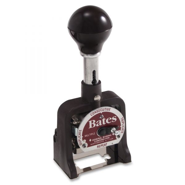 AVT9802060 Bates Dropped Cipher Multiple Movement Numbering Machine, Pre-Inked/Re-Inkable, Black