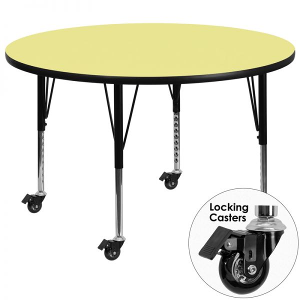 FHFXUA42RNDYELTPCASGG Flash Furniture Mobile Height Adjustable Round Activity Table