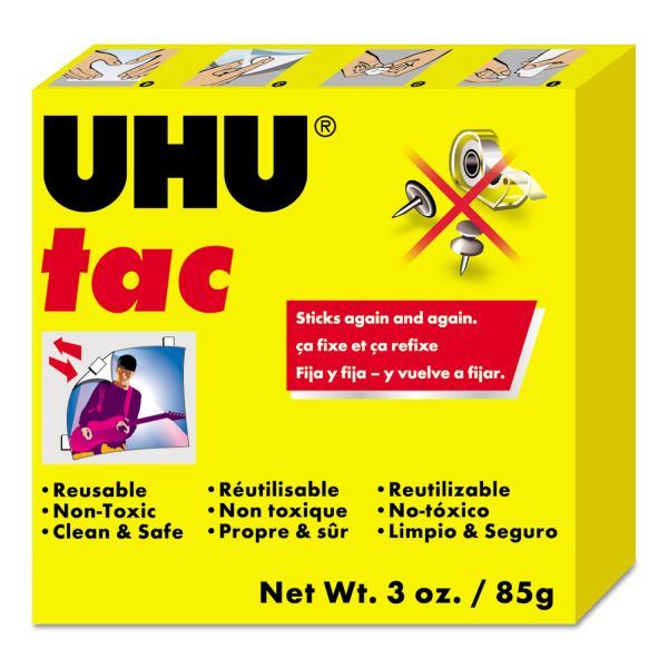 STD99681 UHU Tac Adhesive Putty, Removable/Reusable, Nontoxic, 3 oz Each