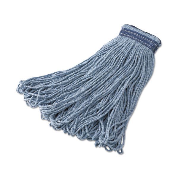 RCPE239 Rubbermaid Commercial Universal Headband Mop, 32oz, Cotton/Synthetic Blend, Blue, 12/Carton
