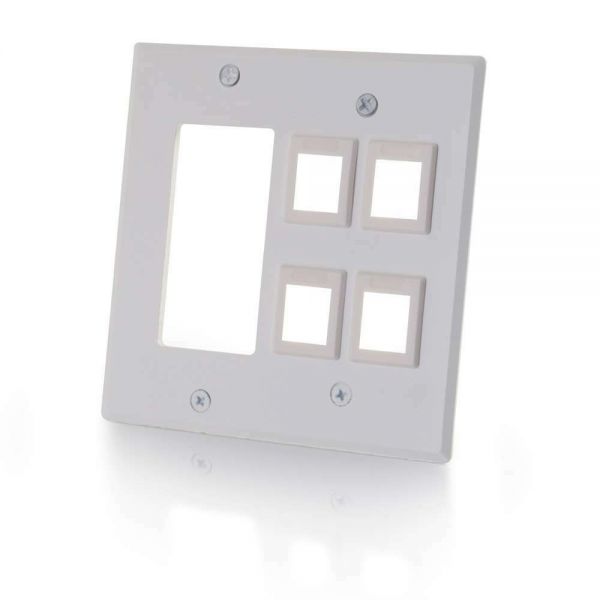 C2G Decora Compatible Cutout with Four Keystone Double Gang Wall Plate
