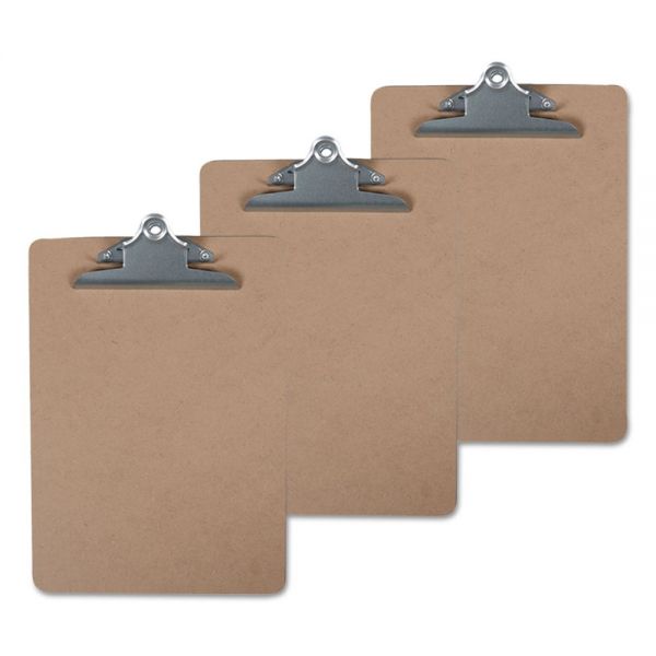 UNV40304VP Universal Hardboard Clipboard, 1" Capacity, 8 1/2 x 11, Brown, 3/Pack