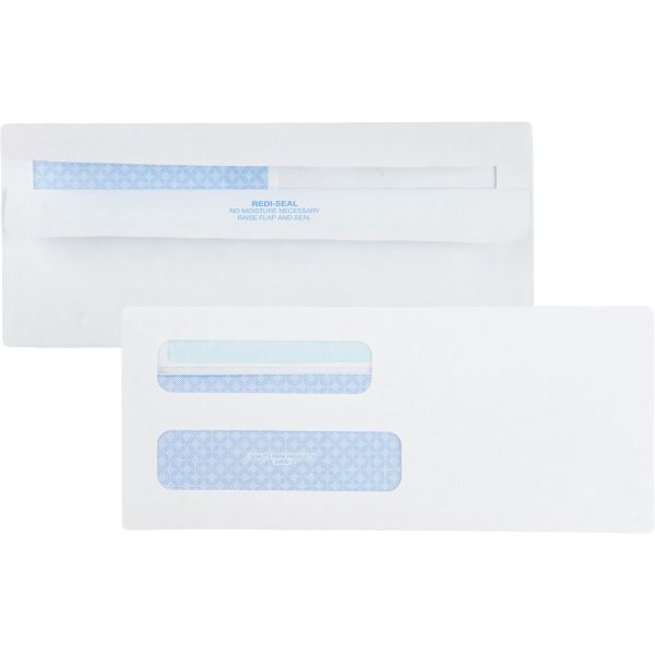 QUA24539 Quality Park 2-Window Redi-Seal Security-Tinted Envelope, #8 5/8, 3 5/8 x 8 5/8, White,500/BX