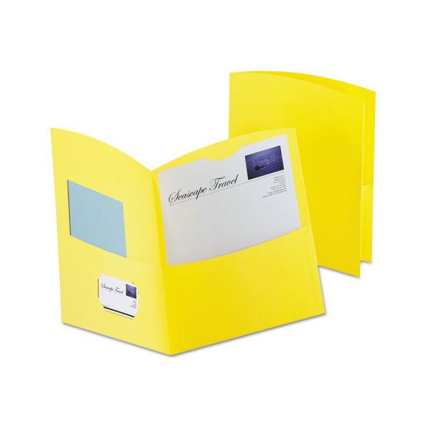 OXF5062570 Oxford Contour Two-Pocket Recycled Paper Folder, 100-Sheet Capacity, Yellow, 25/Box