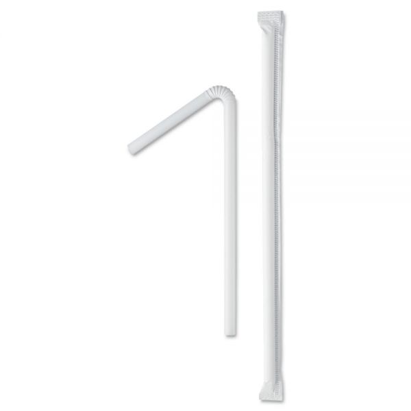 SCC875WX Dart Wrapped Super-Jumbo Flexible Straws, 7 5/8", White, 10000/Carton