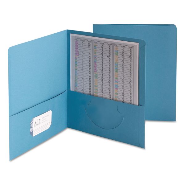 SMD87852 Smead Two-Pocket Folder, 100-Sheet Capacity, Blue, 25/Box