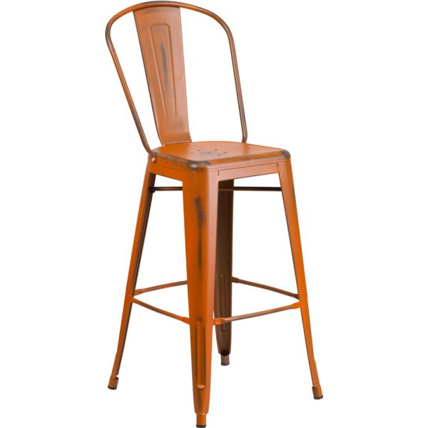 FHFET353430ORGG Flash Furniture 30'' High Indoor-Outdoor Barstool with Back