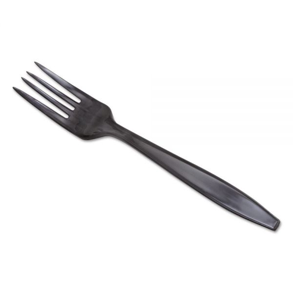 DXEPFH53C Dixie Individually Wrapped Heavyweight Utensils, Fork, Plastic, Black, 1000/Carton