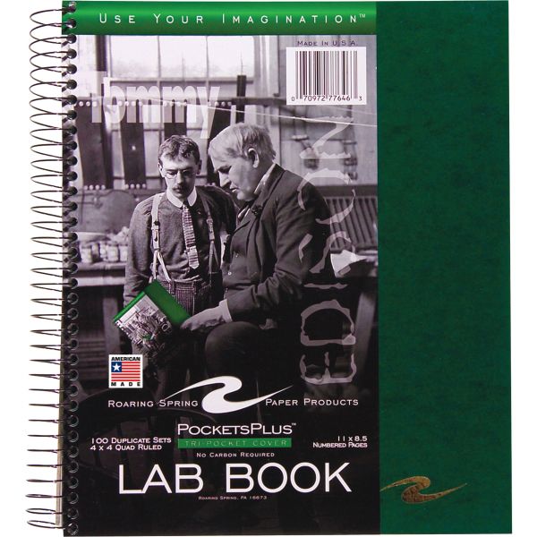 ROA77646 Roaring Spring Wirebound Lab Notebook, Quadrille Rule, Assorted Covers, 11 x 9, 100 Sheets/Pad