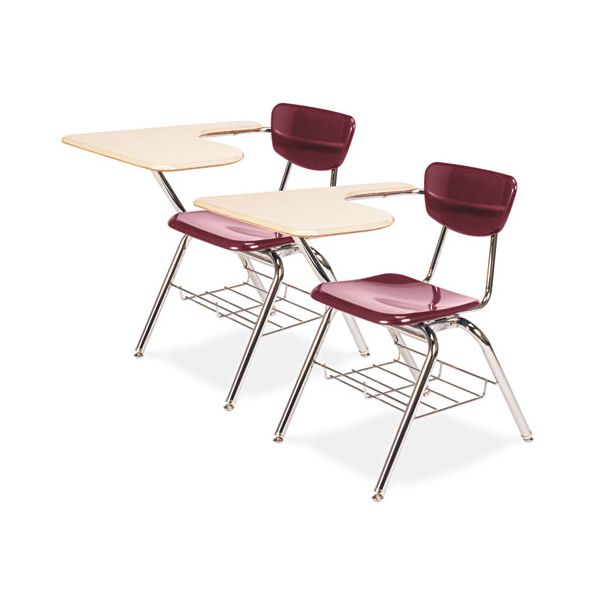 VIR3700BR5096 Virco 3700 Series Chair Desk, 20w x 31d x 30-1/2h, Sandstone/Wine, 2/Carton