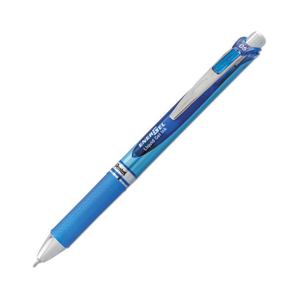 PENBLN75C Pentel EnerGel RTX Retractable Liquid Gel Pen, .5mm, Silver/Blue Barrel, Blue Ink