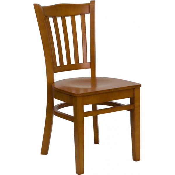 FHFXUDGW0008VRTCHYGG Flash Furniture Vertical Slat Back Wooden Restaurant Chair