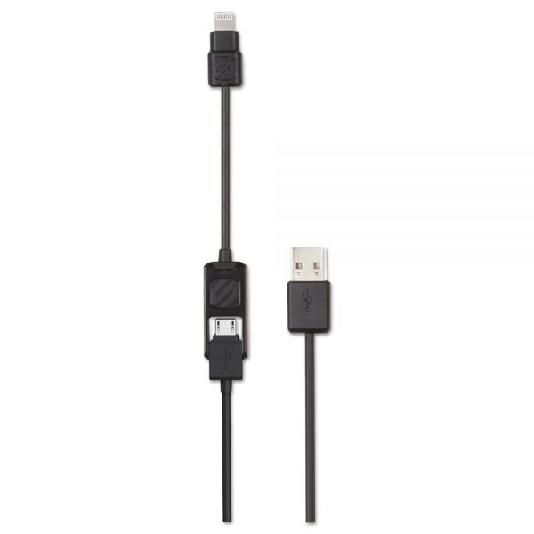 SOSI2M Scosche smartSTRIKE Charge & Sync Cable for Apple Lightning and Micro USB Devices, Black