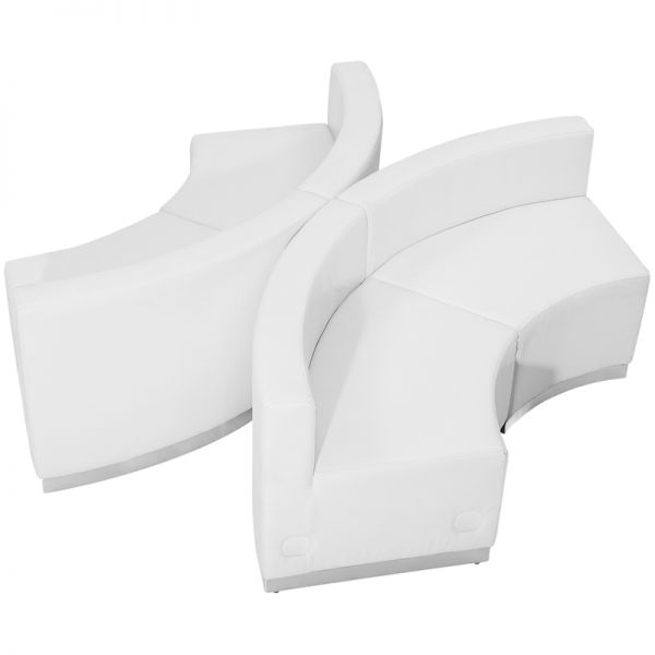 FHFZB803840SETWHGG Flash Furniture HERCULES Alon Series Melrose White Leather Reception Configuration, 4 Pieces