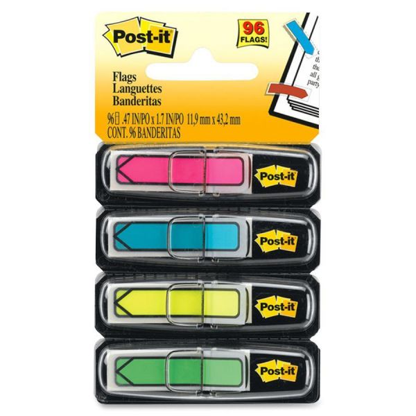 MMM684ARR4 Post-it Flags Arrow 1/2" Page Flags, Four Assorted Bright Colors, 24/Color, 96-Flags/Pack