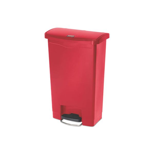 RCP1883566 Rubbermaid Commercial Slim Jim Resin Step-On Container, Front Step Style, 13 gal, Red