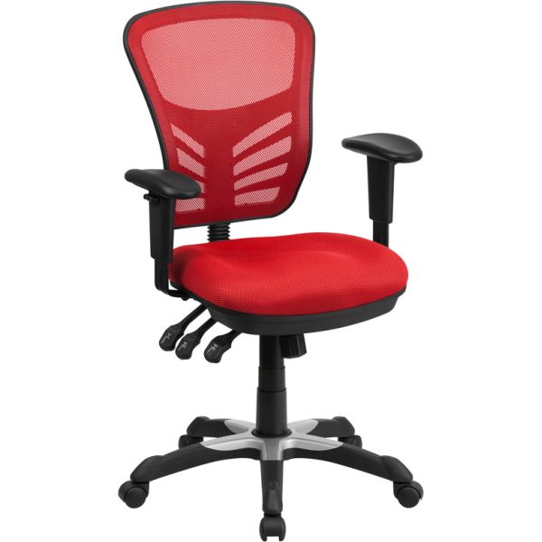 FHFHL0001REDGG Flash Furniture Mid-Back Mesh Task Chair with Triple Paddle Control