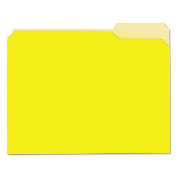 UNV12304 Universal Recycled Interior File Folders, 1/3 Cut Top Tab, Letter, Yellow, 100/Box