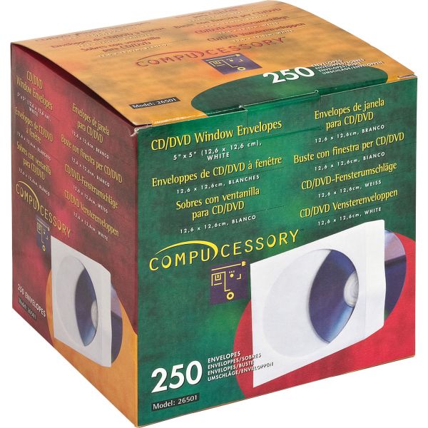 CCS26501 Compucessory CD/DVD White Window Envelopes