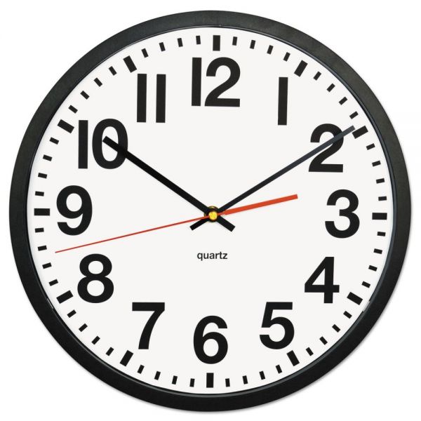 UNV10450 Universal Deluxe Large Numeral Clock, 13", Black Frame, White Face