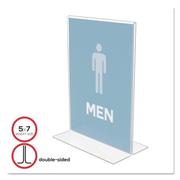 DEF69101 deflecto Classic Image Stand-Up Double-Sided Sign Holder, Plastic, 5 x 7 Insert, Clear