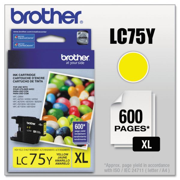 BRTLC75Y Brother LC75Y Innobella High-Yield Ink, Yellow