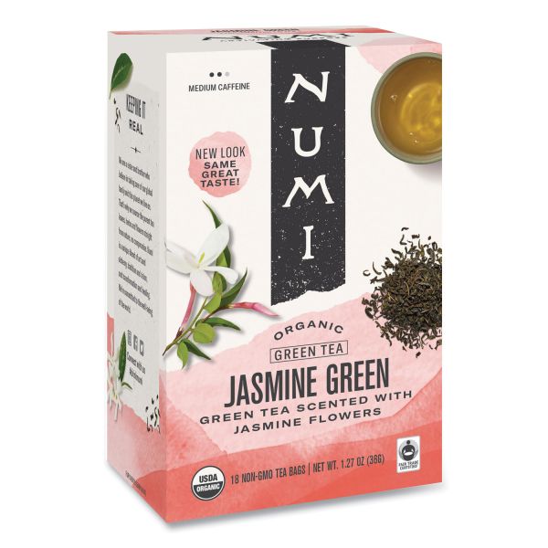 Numi Organic Teas and Teasans, 1.27oz, Jasmine Green, 18/Box